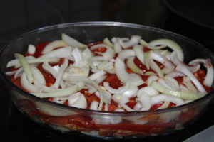 zapiekane mięso z warzywami i mięsem