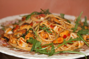 spaghetti with seafood